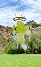 Lime and Yellow Gradation Capiz Shell Wind Chime for Patio
