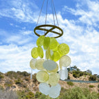 Lime and Yellow Gradation Capiz Shell Wind Chime for Patio
